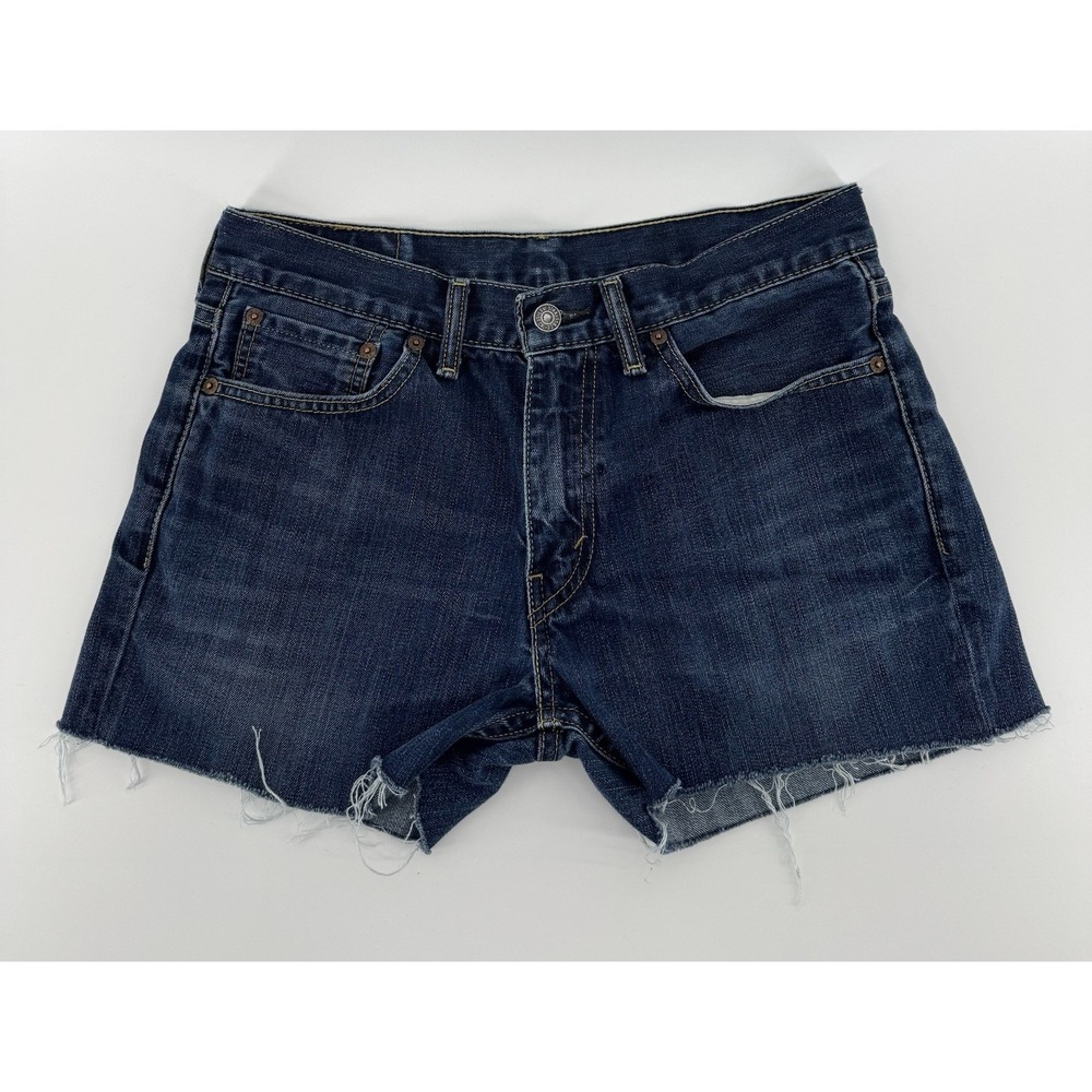 Levi's 511 Women's High Rise Cut Off Blue Denim Shorts Distressed Size 31W